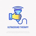 Ultrasound therapy thin line icon. Modern vector illustration of medical equipment