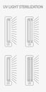 Ultraviolet bactericidal lamp. Surface cleaning, medical disinfection procedure. Illustration of a medical device for home, clinic