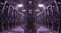 Ultraviolet Data Center: Modern Server Racks and Network Infrastructure Royalty Free Stock Photo