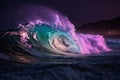 Ultraviolet glowing waves abstract background Royalty Free Stock Photo