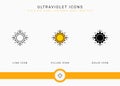 Ultraviolet icons set vector illustration with solid icon line style. Sunscreen protection concept. Royalty Free Stock Photo