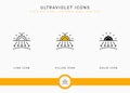 Ultraviolet icons set vector illustration with solid icon line style. Sunscreen protection concept. Royalty Free Stock Photo