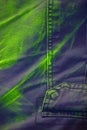 Ultraviolet pigment luminescence under UV light on cotton shorts.