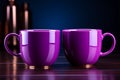 Ultraviolet purple accentuates the presence of two coffee filled cups