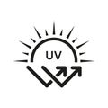 Ultraviolet Rays Silhouette Black Icon. SPF Sun Ray Resistant Sunblock. Sun UV Arrow Protect Radiation Glyph Pictogram