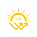 Ultraviolet Rays Silhouette Yellow Icon. Sunblock Protection Defense Skin Care Icon. SPF Sun Ray Resistant Sunblock. Sun