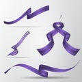 Ultraviolet ribbons set. Design elements. Vector illustration.