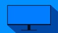 Ultrawide blue monitor display flat graphic with long shadow Royalty Free Stock Photo