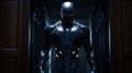 Dark Blue Ultron Walking Through Corridor Image Creation