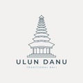 ulun danu line art logo vector illustration template design. icon traditional culture bali