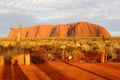 Panorama of Uluru Ayers Rock, sunrise colors at dawn Royalty Free Stock Photo