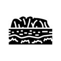 uluru mountain glyph icon vector illustration