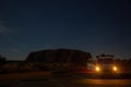 Uluru at night with car in front, ayers Rock, the Red Center of Australia, Australia Royalty Free Stock Photo