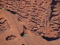 Uluru, Northern Territory, Australia 02/22/18. Close up of the holes and textures of the rock.