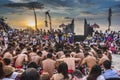 Uluwatu, Bali, Indonesia- 22 December, 2019 Evening sunset and cloud with Kecak dance by local group of people with hindu