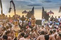 Uluwatu, Bali, Indonesia- 22 December, 2019 Evening sunset with traditional Kecak dance by local group of people