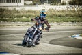 Ulyanovsk, Russia - August 19, 2017. A motorcycle racer on a motorcycle on a sports track. Motion blur. Royalty Free Stock Photo