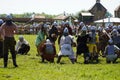 Ulyanovsk, Russia - July 16, 2022: historical Festival (The Great Volga Way). Historical reconstruction. Middle Ages