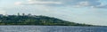 Ulyanovsk, Russia - July 20, 2019. Panorama of the city of Ulyanovsk from the Volga river, Russia