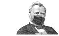 Ulysses S. Grant cut on new 50 dollars banknote with surgical mask Royalty Free Stock Photo