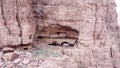 Aerial view of the main tombs area of the trail of Um Al-Biyara in the city of Petra, Jordan. Royalty Free Stock Photo