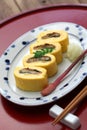 Umaki, japanese eel rolled omelet, Royalty Free Stock Photo