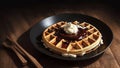 Umami Elegance Soy Sauce Drizzled Waffle in Oil Painting.AI Generated