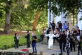 Uman Ukraine. Hasidic Jews dance, sing and pray during the Jewish New Year in the park