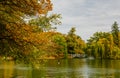 Uman, Ukraine: lake in autumn Sofiyivsky park Royalty Free Stock Photo