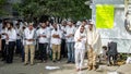 Rosh Hashanah, Jewish New Year 5778. Mass prayer of pilgrims of Hasidim on the street of the city of Uman.