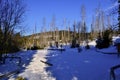 ÃÂ umava mountains in winter - snow path illuminated by sun