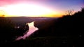 Sunset at vltava river lookout tower