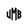 UMB letter logo design with polygon shape. UMB polygon and cube shape logo design. UMB hexagon vector logo template white and Royalty Free Stock Photo