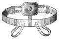 Umbilical hernia belt. Illustration of the 19th century.