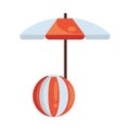 Umbrella beach accessory with plastic balloon