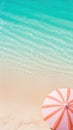 An umbrella and the beach with copyspace. Summer feelings, vacation. Generative AI Royalty Free Stock Photo