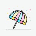 Umbrella beach icon clipart colorful in filled outline style for summer poster