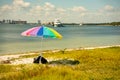 Umbrella on the beach Key Biscayne Miami FL Royalty Free Stock Photo