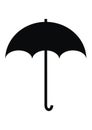 Umbrella, black silhouette, vector iconon white background