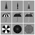 Umbrella black vector icons