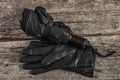 Umbrella and black womens leather gloves