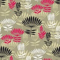 Umbrella blossom meadow grass seamless pattern