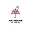 Umbrella, camping, rain, safety, weather Flat Color Icon Vector Royalty Free Stock Photo