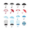 Umbrella collection set graphic design template vector