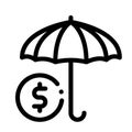 Umbrella with Color Sectors Icon Vector Outline Illustration Royalty Free Stock Photo