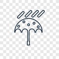 Umbrella concept vector linear icon isolated on transparent back Royalty Free Stock Photo