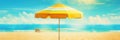 Umbrella and deck chair on stunning tropical beach. Summer vacation background. Created with generative Ai