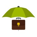 Umbrella and diplomat icon, flat style