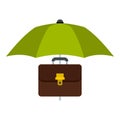 Umbrella and diplomat icon, flat style Royalty Free Stock Photo