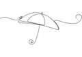Umbrella drawn with One line. A little Butterfly. Seasonal item for fashion. Lineart vector for banner, logo and vebsite